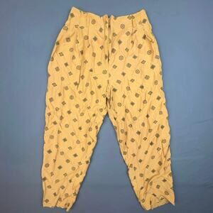 Vintage Rinzi Mustard Print Harem Pants 100% Rayon India 26x26